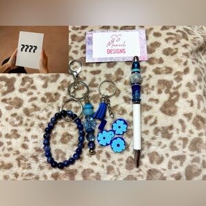 Surprise Book Bundle with Handmade Bracelet Keychain and Pen in Blue